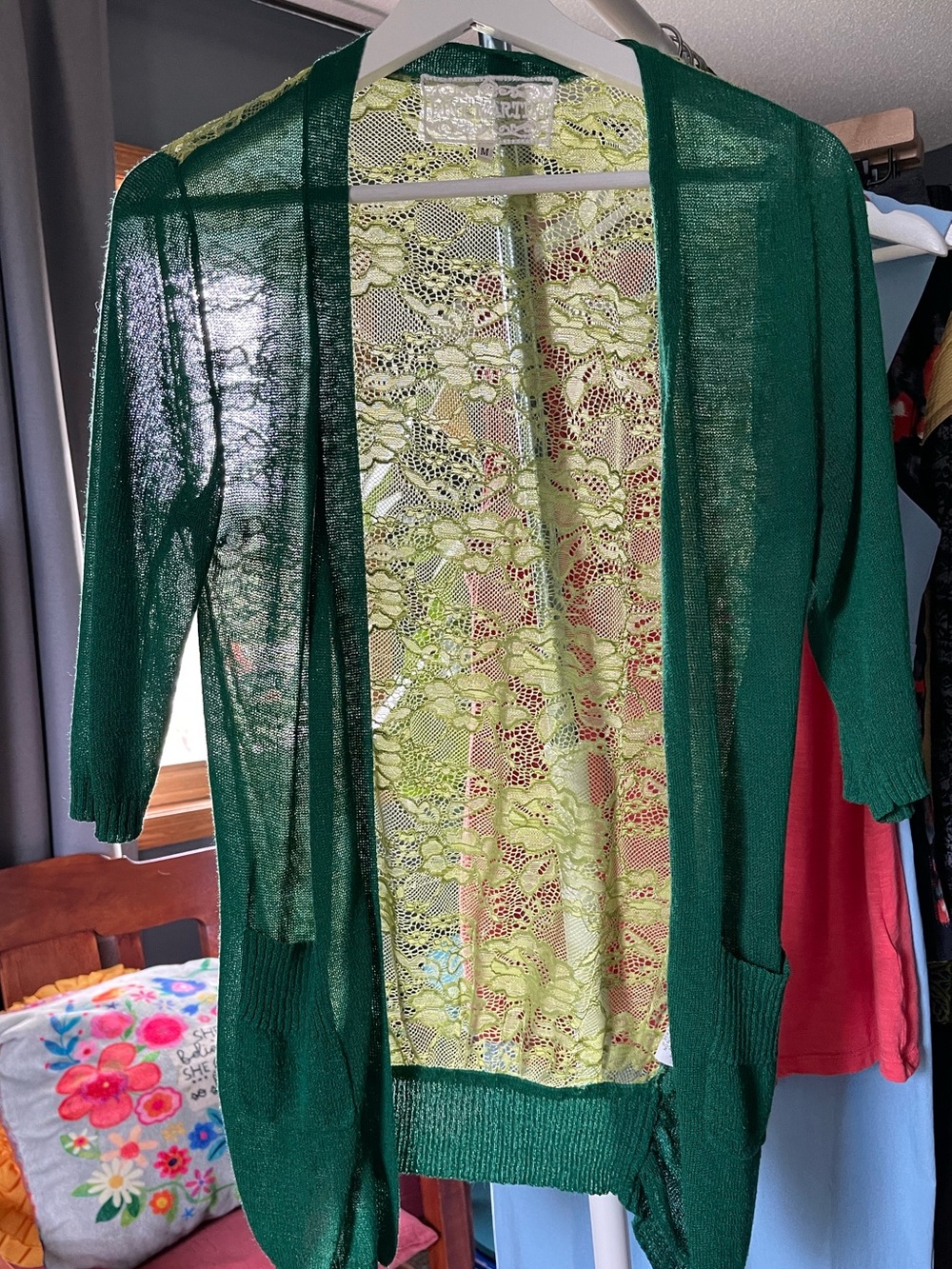 Pink Martini Green Lace Cardigan Sweater